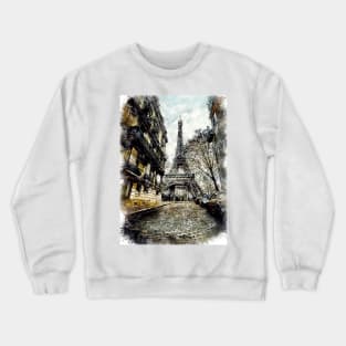 Paris City Streets Travel Poster Series watercolor ink edition 04 Crewneck Sweatshirt